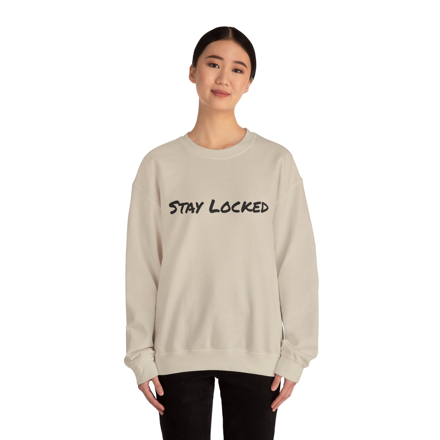 Stay Locked Disc Golf Crewneck Sweatshirt — Seek The Chains Back Print