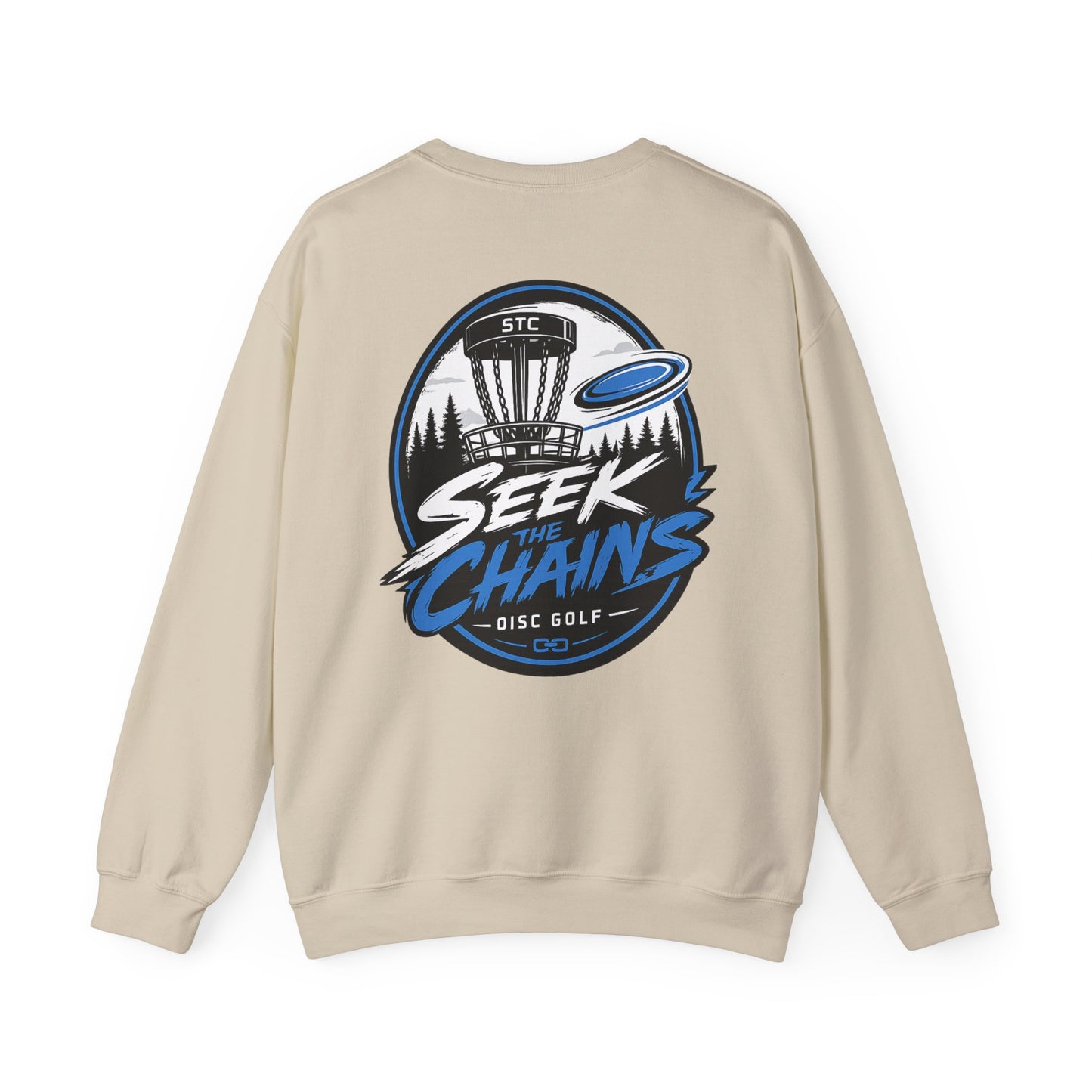 Stay Locked Disc Golf Crewneck Sweatshirt — Seek The Chains Back Print