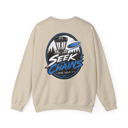 Stay Locked Disc Golf Crewneck Sweatshirt — Seek The Chains Back Print