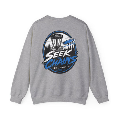 Stay Locked Disc Golf Crewneck Sweatshirt — Seek The Chains Back Print