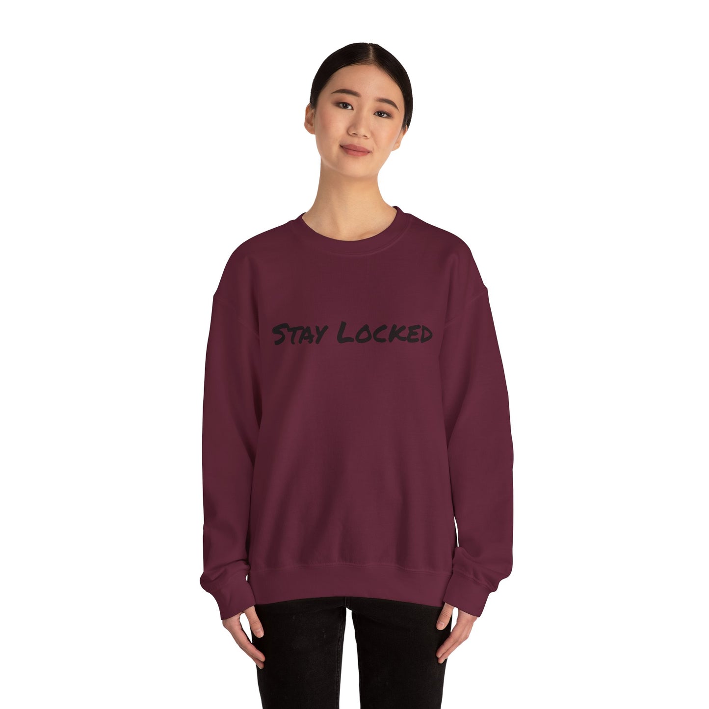 Stay Locked Disc Golf Crewneck Sweatshirt — Seek The Chains Back Print