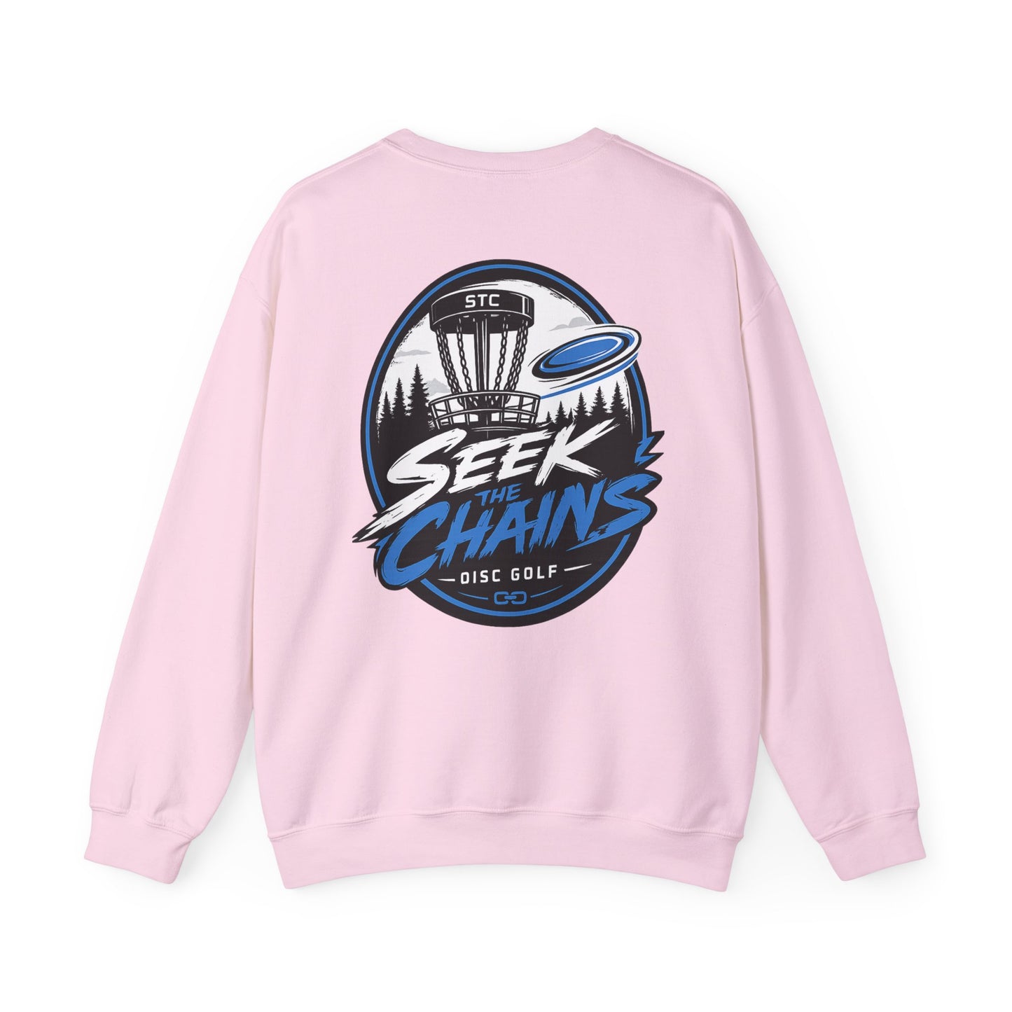 Stay Locked Disc Golf Crewneck Sweatshirt — Seek The Chains Back Print
