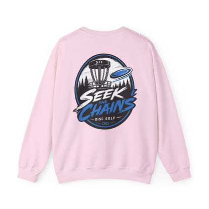 Stay Locked Disc Golf Crewneck Sweatshirt — Seek The Chains Back Print