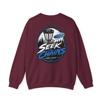 Stay Locked Disc Golf Crewneck Sweatshirt — Seek The Chains Back Print