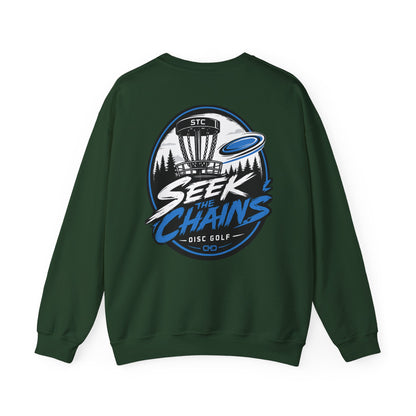 Stay Locked Disc Golf Crewneck Sweatshirt — Seek The Chains Back Print