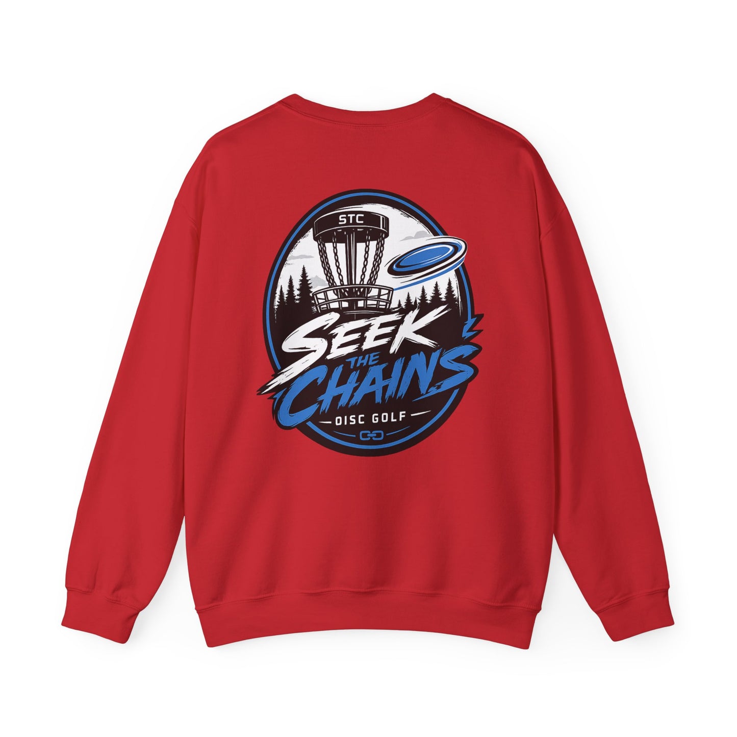 Stay Locked Disc Golf Crewneck Sweatshirt — Seek The Chains Back Print