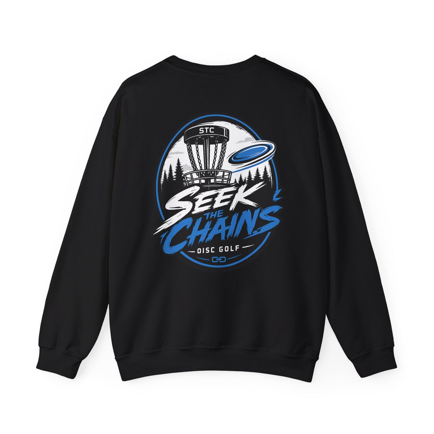 Stay Locked Disc Golf Crewneck Sweatshirt — Seek The Chains Back Print