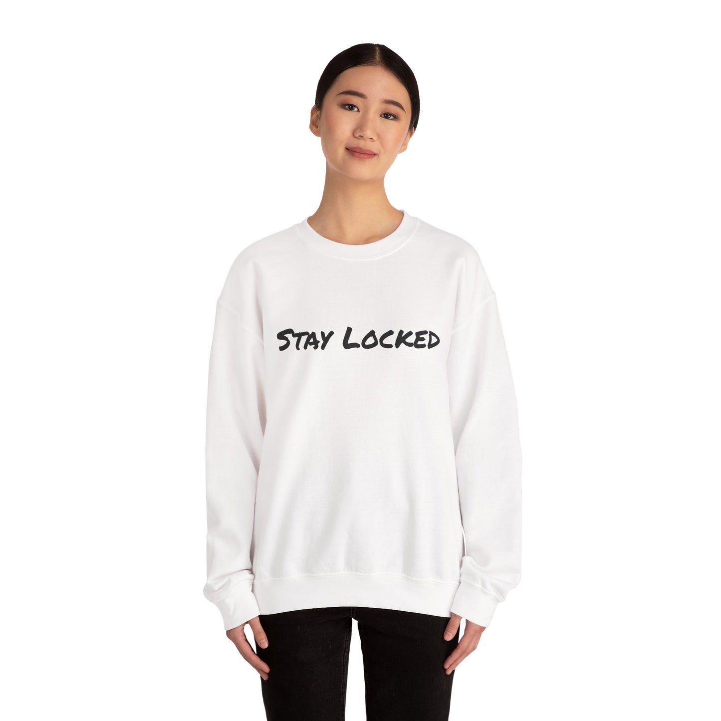 Stay Locked Disc Golf Crewneck Sweatshirt — Seek The Chains Back Print