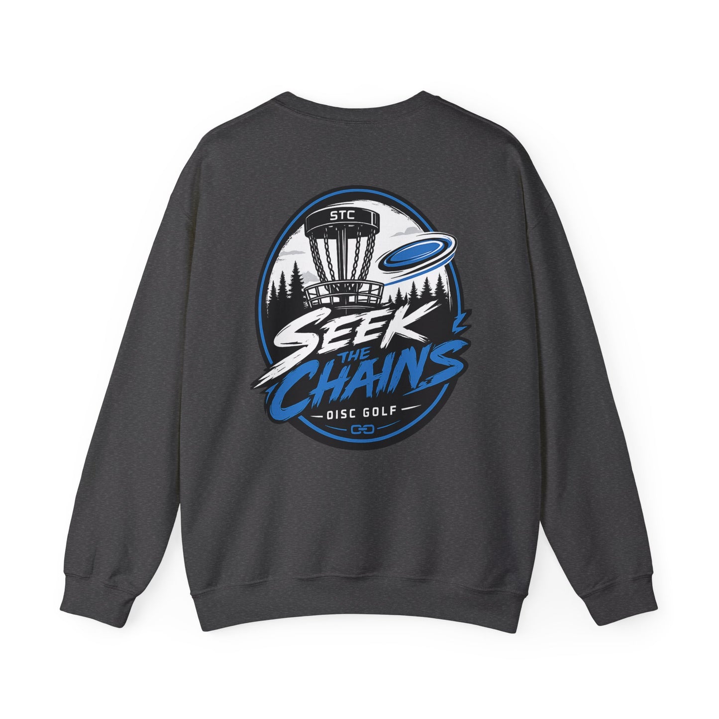 Stay Locked Disc Golf Crewneck Sweatshirt — Seek The Chains Back Print