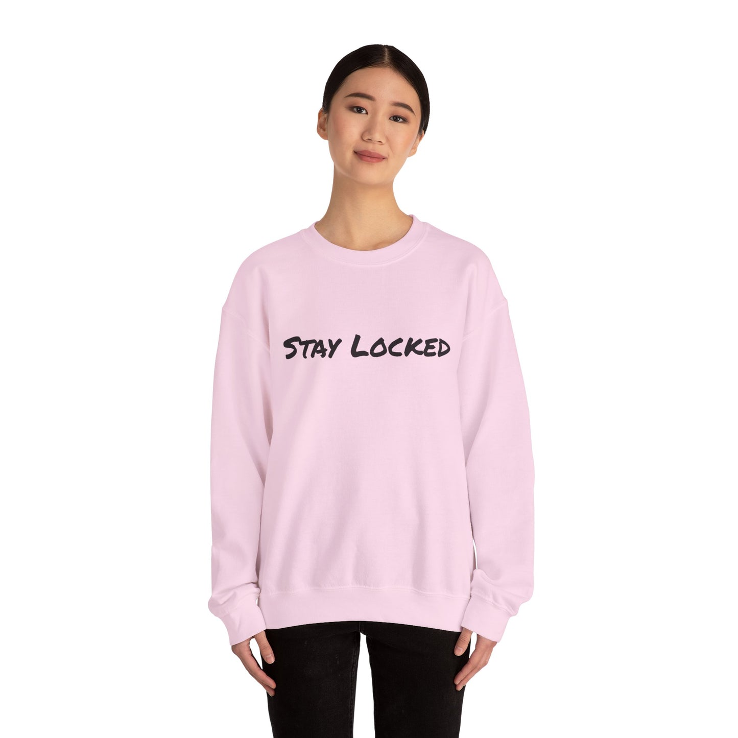 Stay Locked Disc Golf Crewneck Sweatshirt — Seek The Chains Back Print